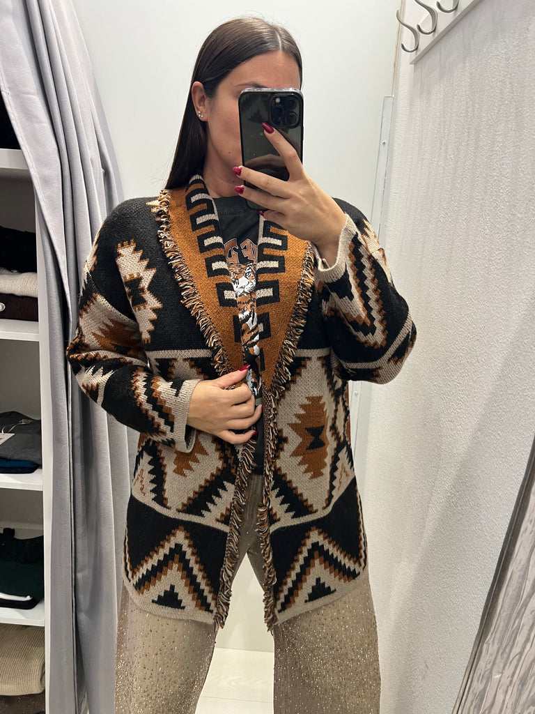 HaveOne•Cardigan fantasia etnica geometrica
