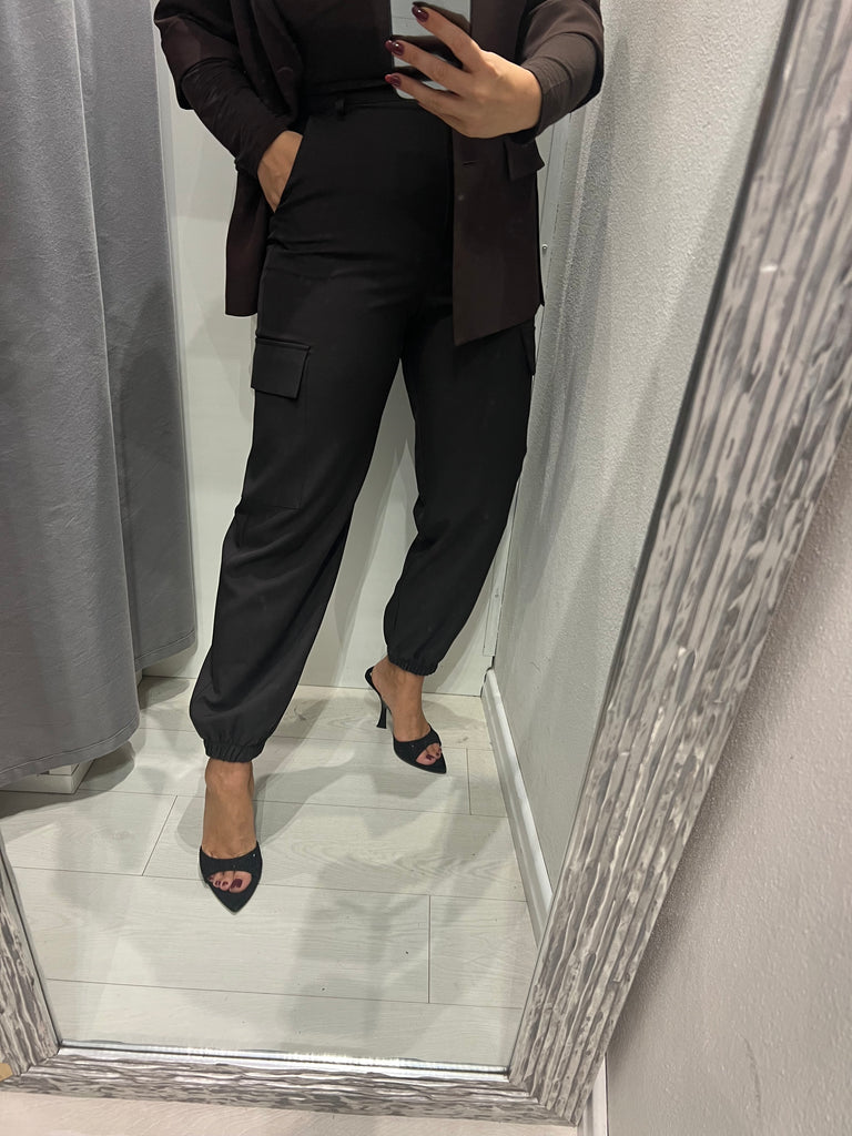 ViCOLO•Pantalone jogger cargo testa di moro