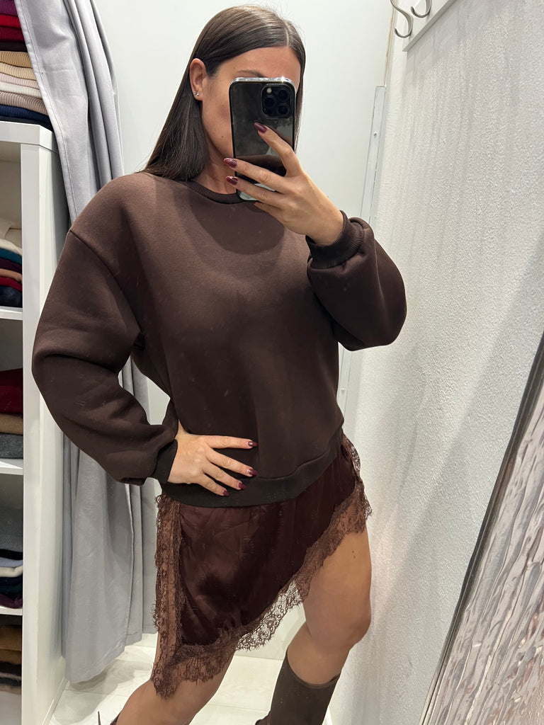 LUMINA•Abitino felpa e finale raso pizzo•Più colori