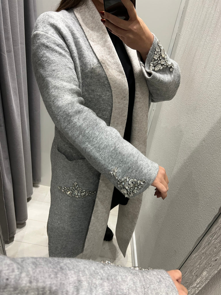 ViCOLO•Cardigan coat in maglia applicazioni strass