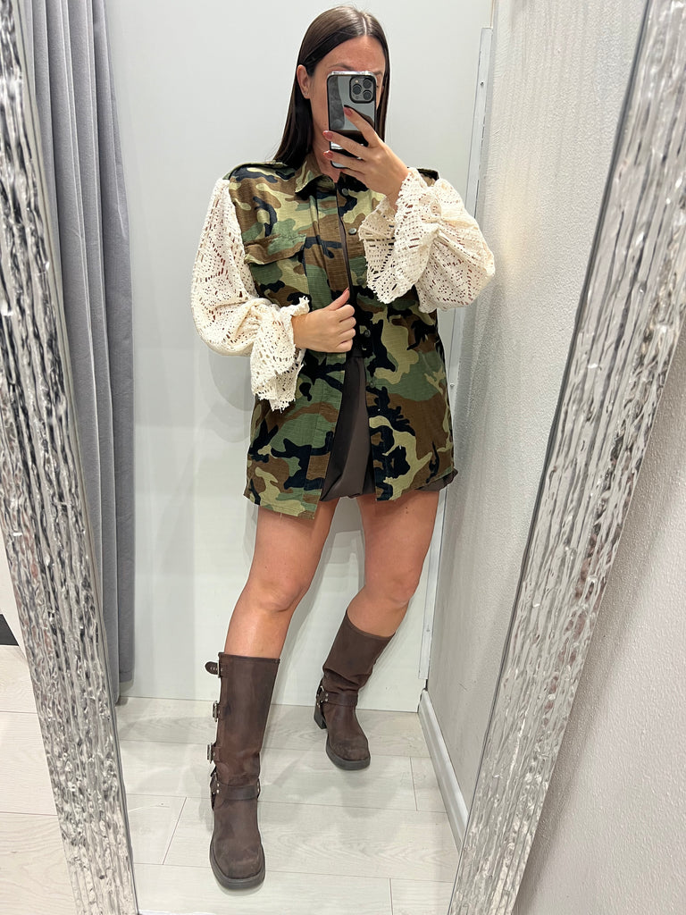 HaveOne•Sahariana camouflage maniche crochet