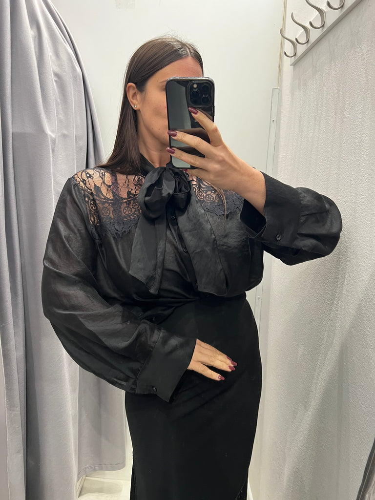 BLK30 HaveOne•Camicia ampia inserti pizzo