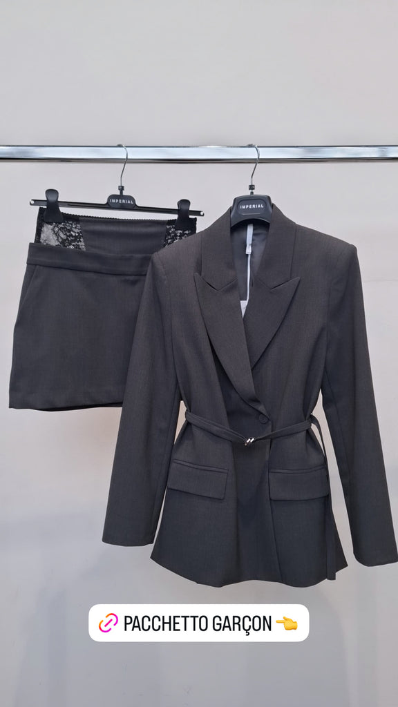 IMPERIAL•Gonna grigio fascia pizzo Garçon