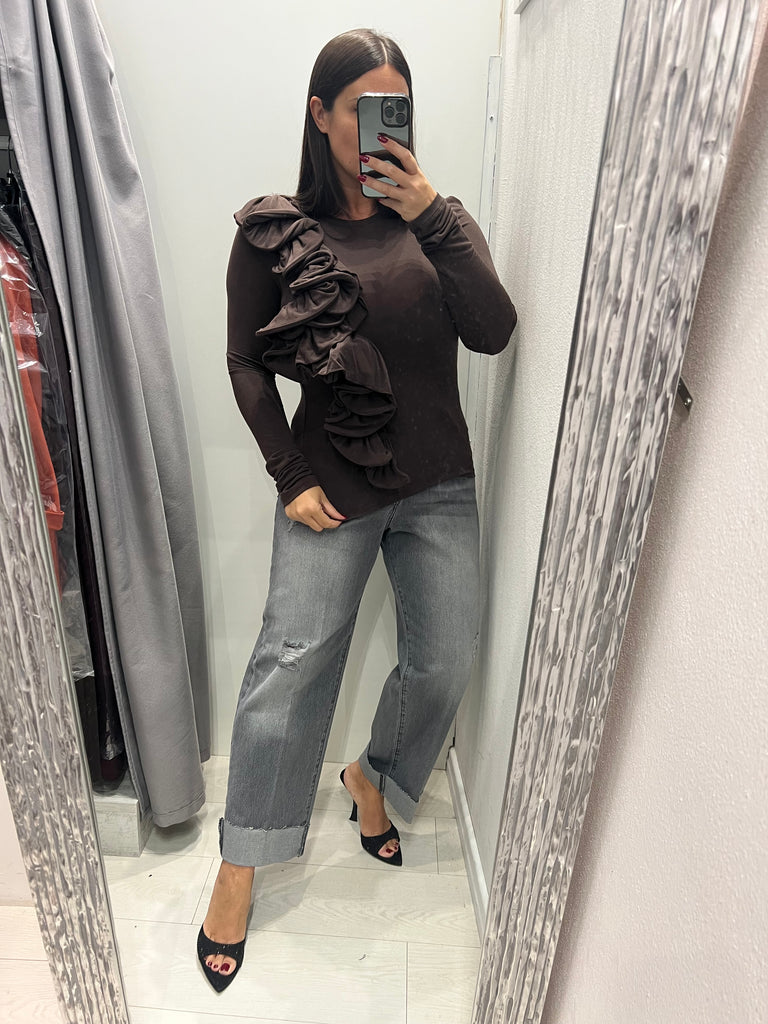 HaveOne•Jeans Mandy grigio slavato con rotture
