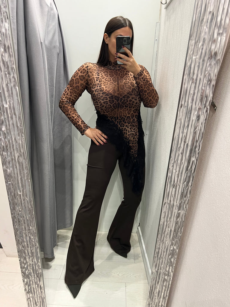 HaveOne•Pantalone leggings moro a zampa punto milano