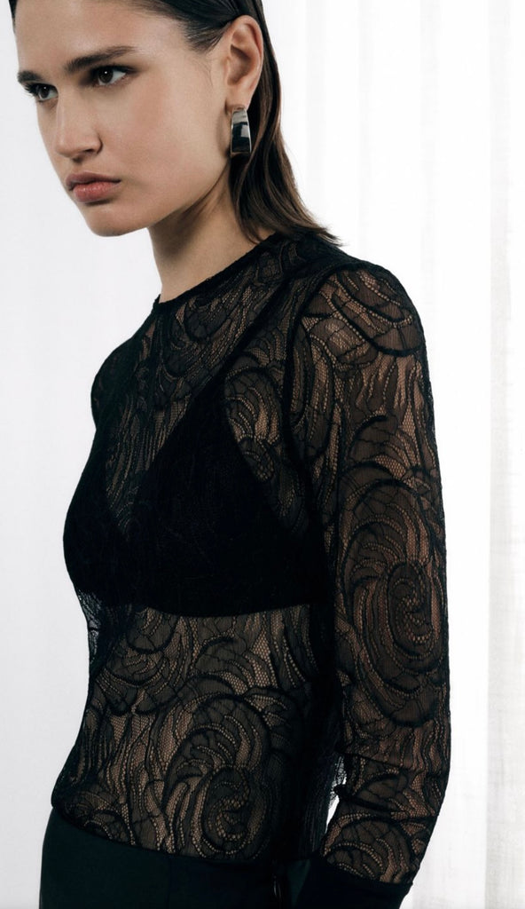 IMPERIAL•Maglia in pizzo con manica e guantino