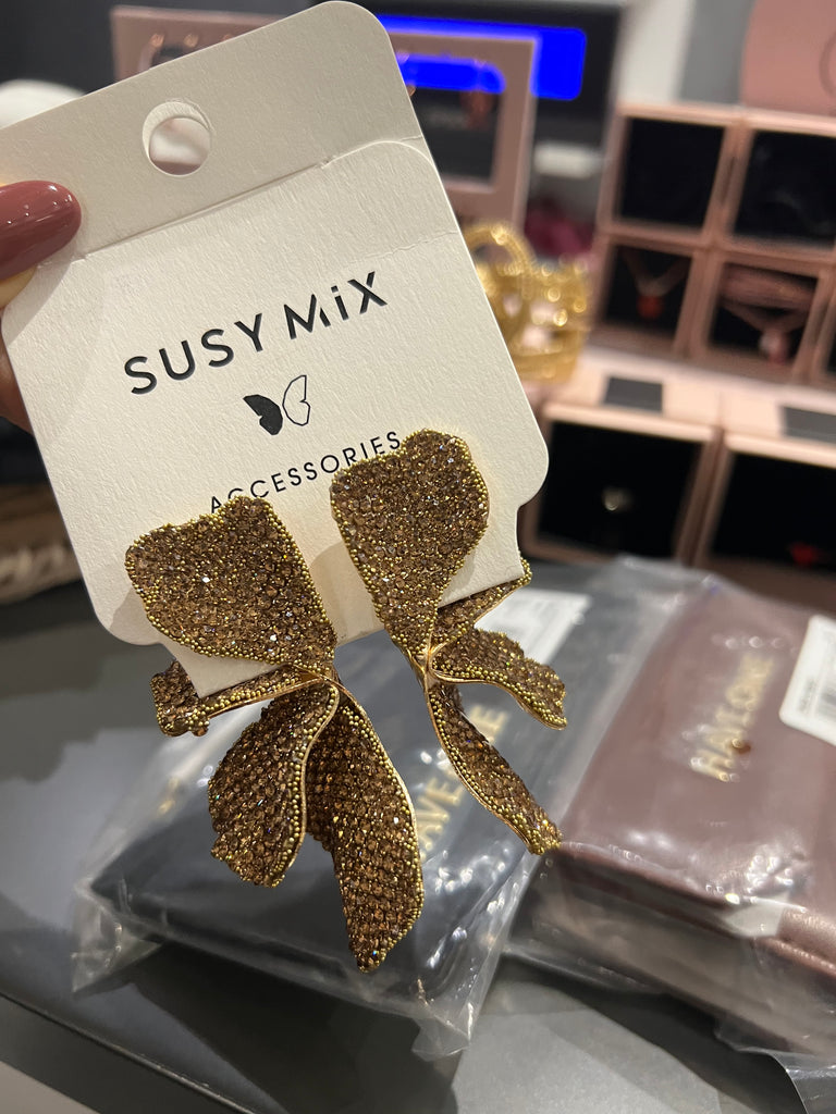 Susy Mix•Coppia di orecchini strass ocra
