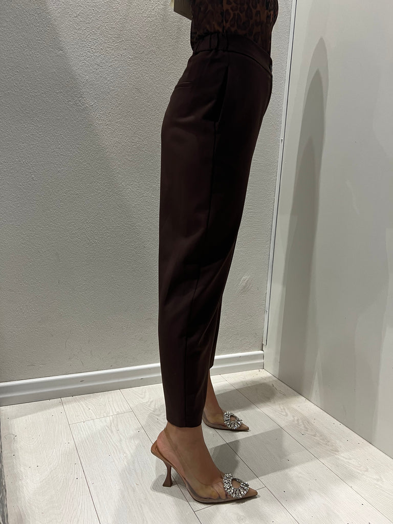 ViCOLO•Pantalone basic moro con elastico e bottone