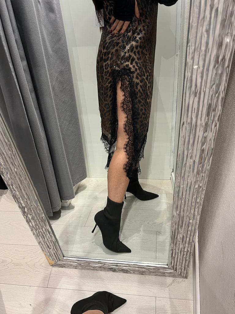 BLK30 LUMINA•Abitino maculato asimmetrico paillettes con pizzo