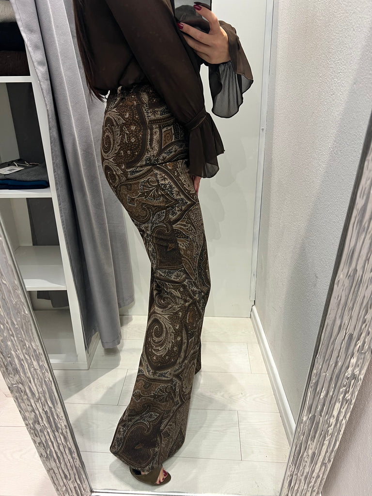LUMINA•Pantalone jeans flare stampa cashmere