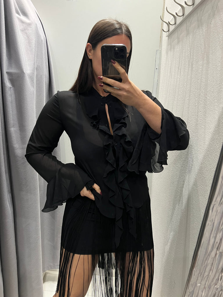 Susy Mix•Camicia rouches Nero