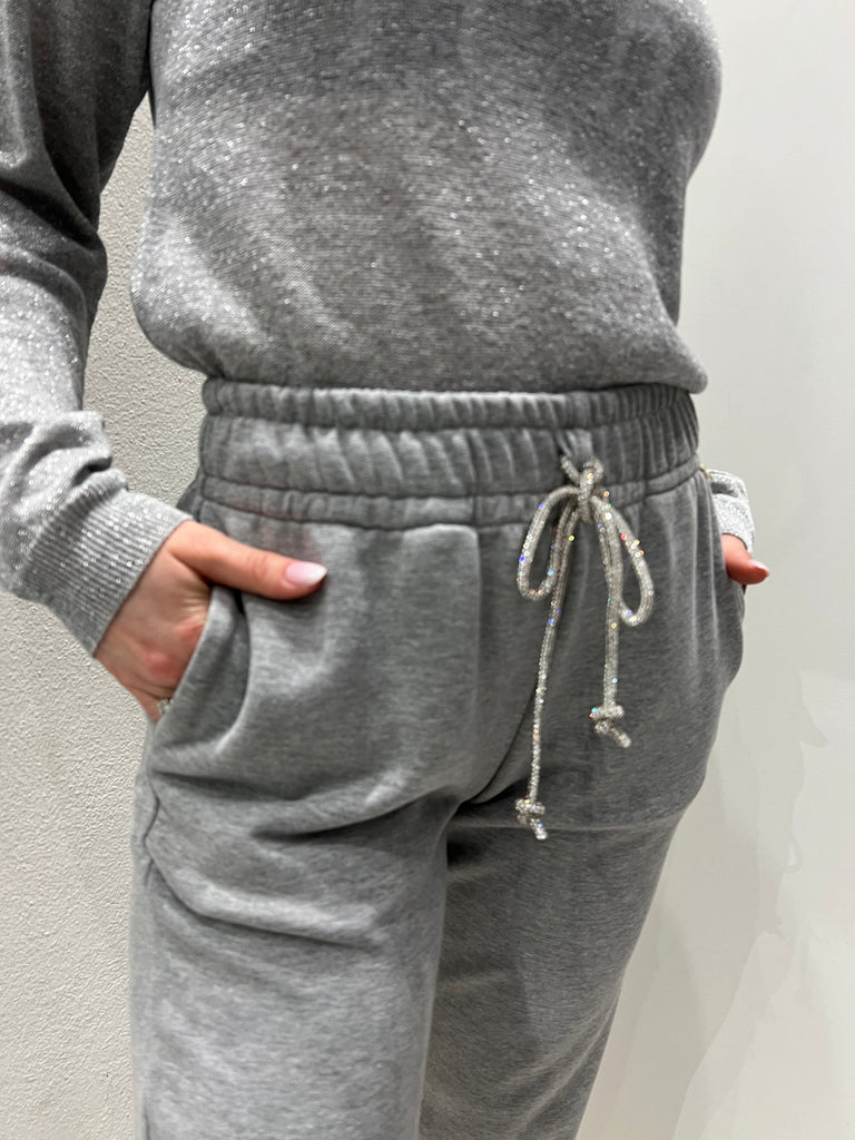 Souvenir•Pantalone in felpa con laccio strass