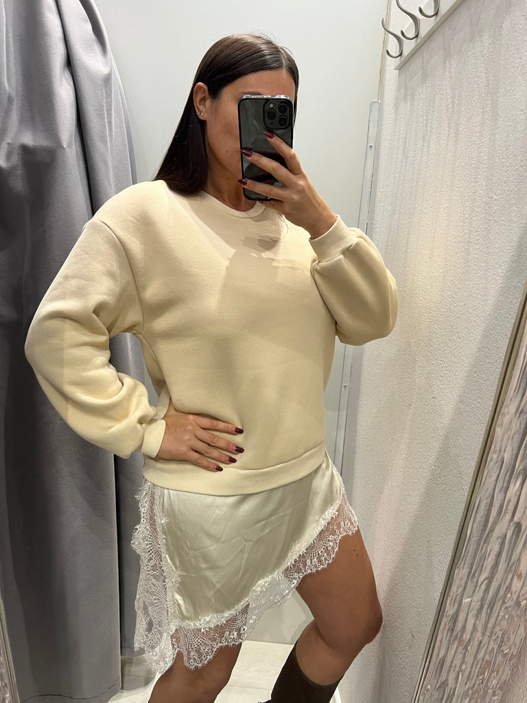 LUMINA•Abitino felpa e finale raso pizzo•Più colori