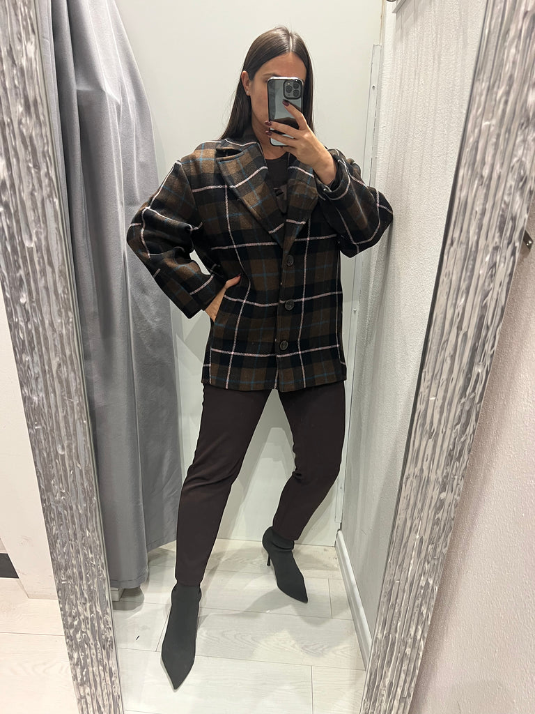 BLK30 IMPERIAL•Giacca cappottino check moro/ottanio/rosa