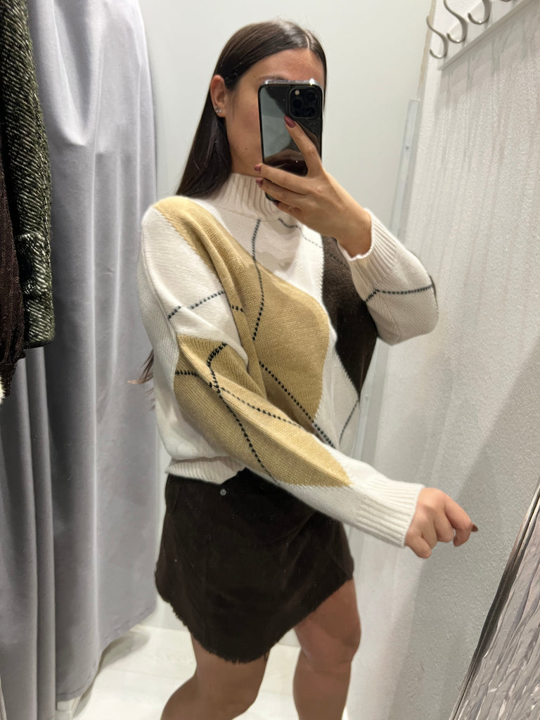 Philia Loft•Maglione lupetto ampio rombi•Più colori