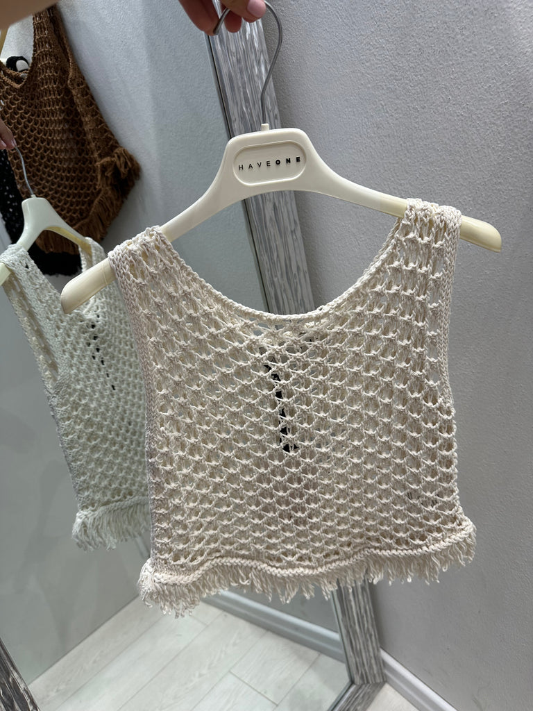 MSS💥HaveOne•Canotta top traforato crochet frange•Più colori