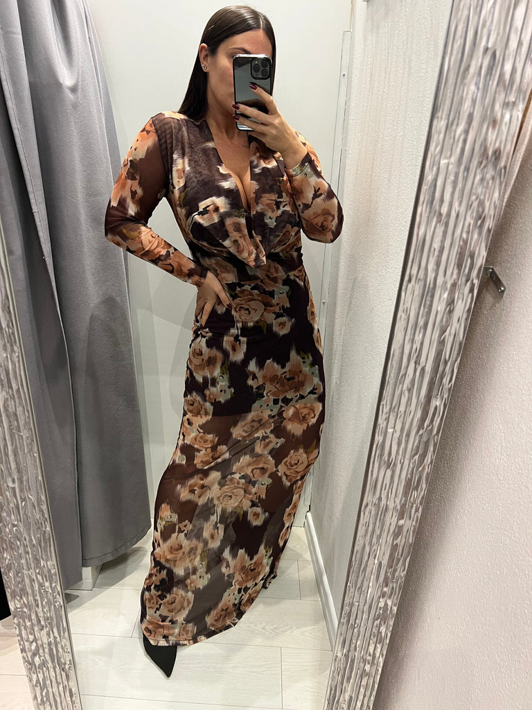 BLK30 LUMINA•Abito floreale stampa moro