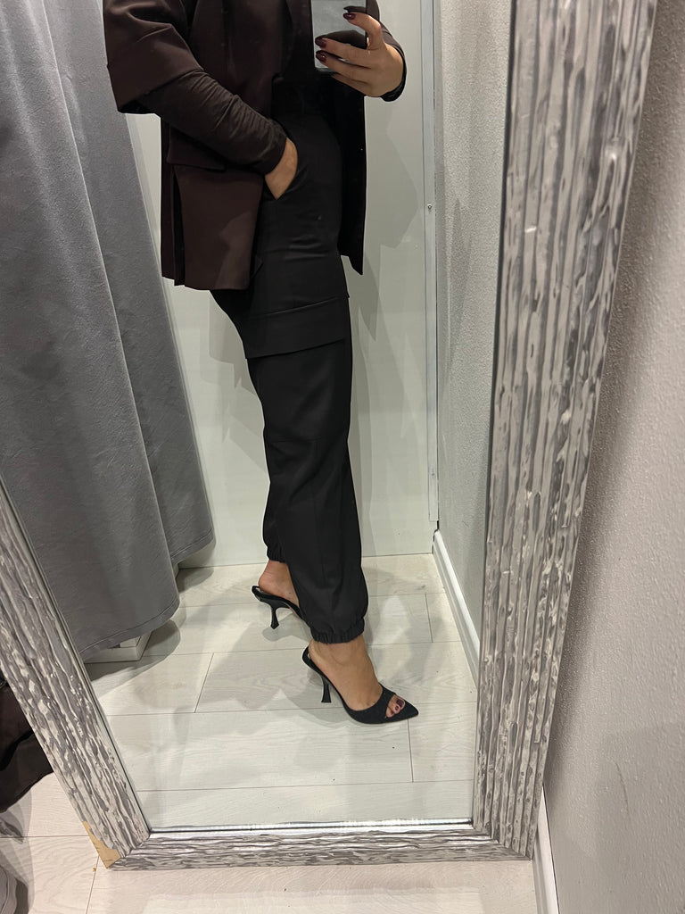 ViCOLO•Pantalone jogger cargo testa di moro