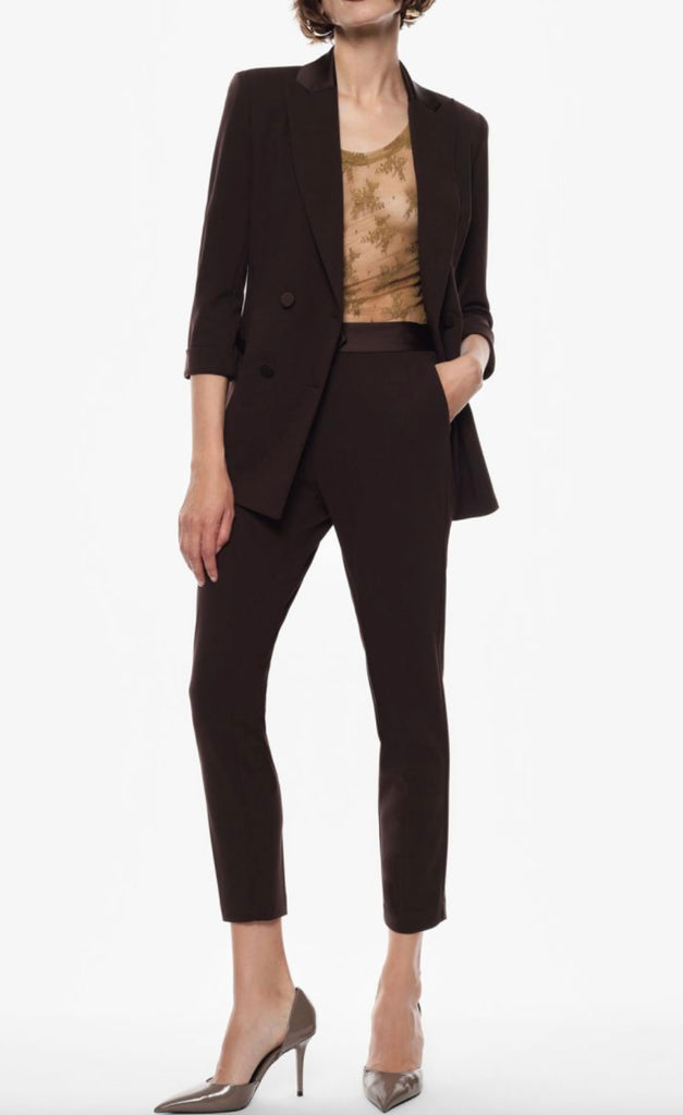 IMPERIAL•Pantalone con fascia in raso in vita•Moro