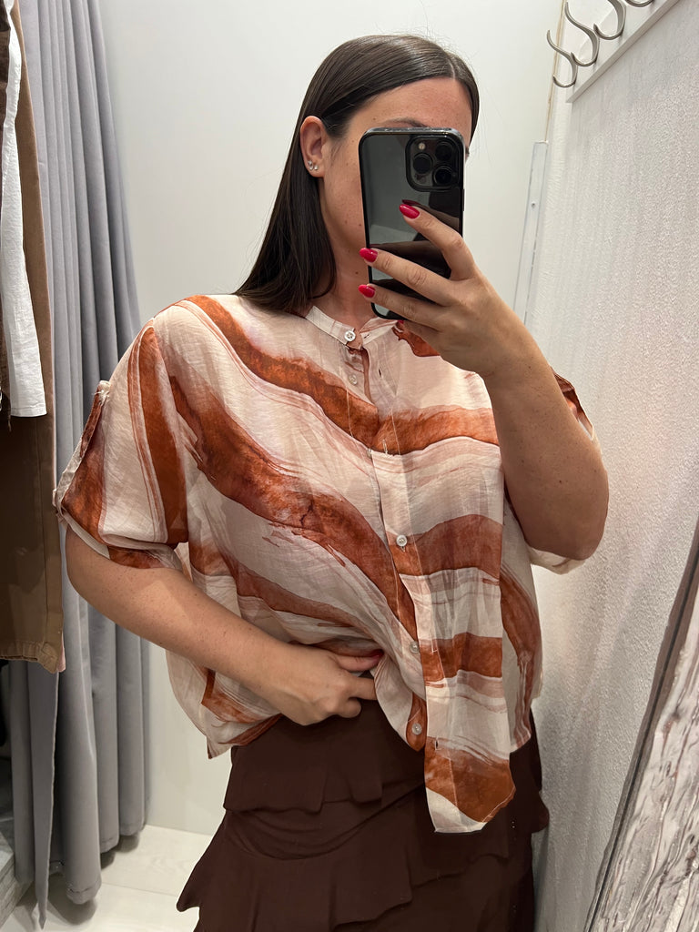 🚨HaveOne•Camicia coreana stampa onde ruggine