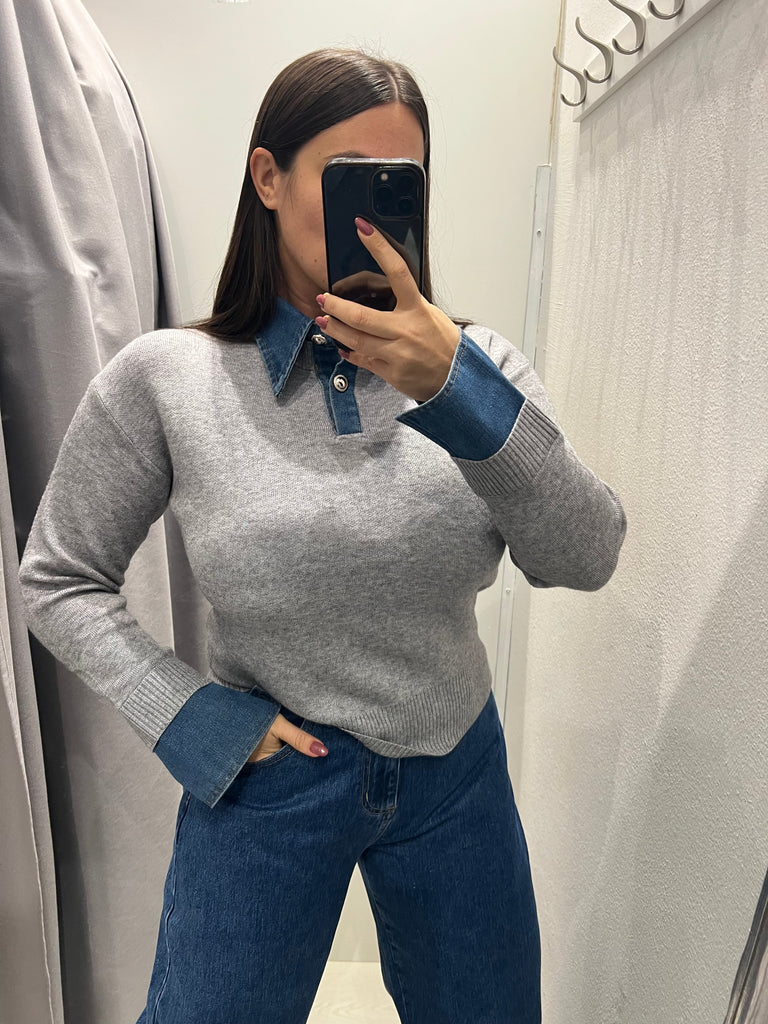 KONTATTO•Maglioncino colletto polsini jeans