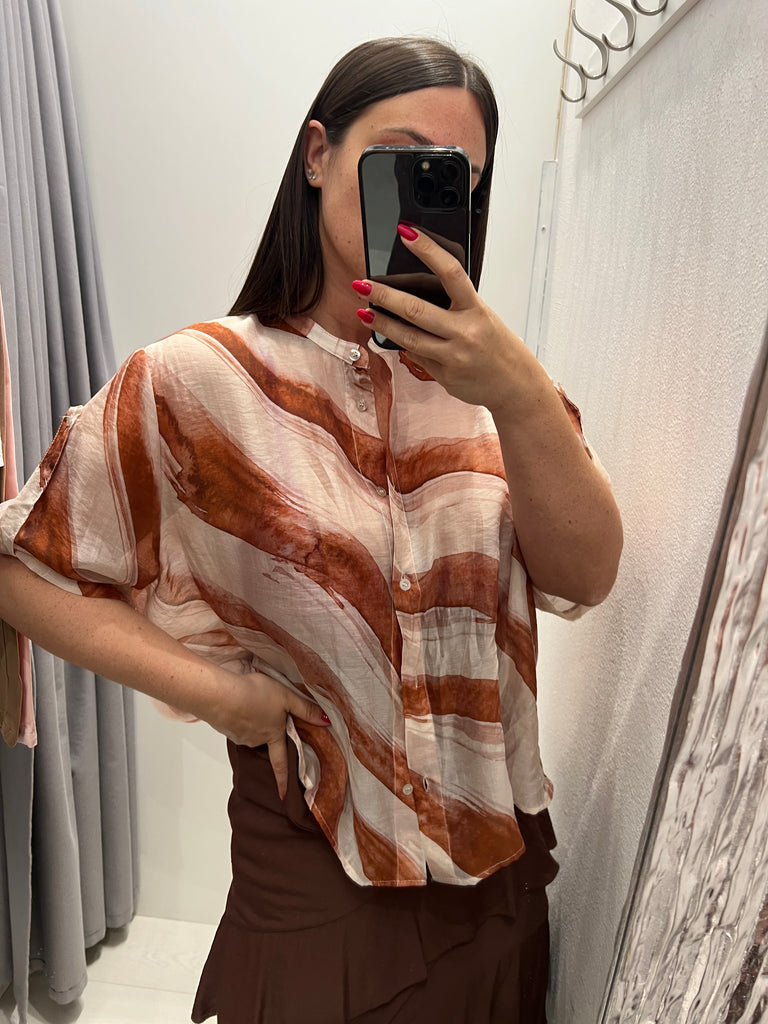 🚨HaveOne•Camicia coreana stampa onde ruggine