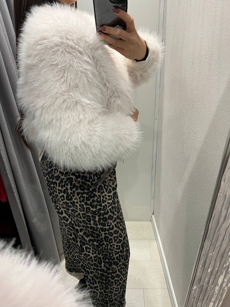 HaveOne•Bomber panna in ecopelliccia con zip