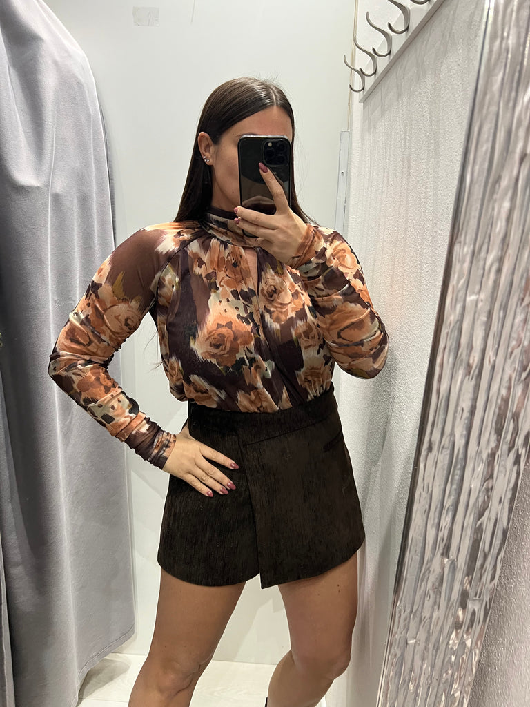 LUMINA•Gonna pantaloncino velluto•Moro