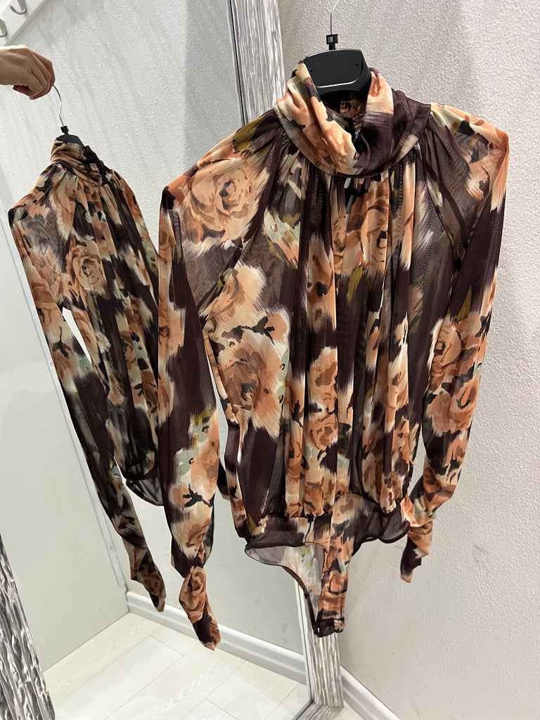 LUMINA•Body fiori cammello base moro