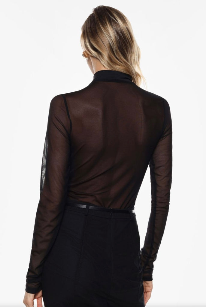 IMPERIAL•Maglia body in tulle con inserti tessuto