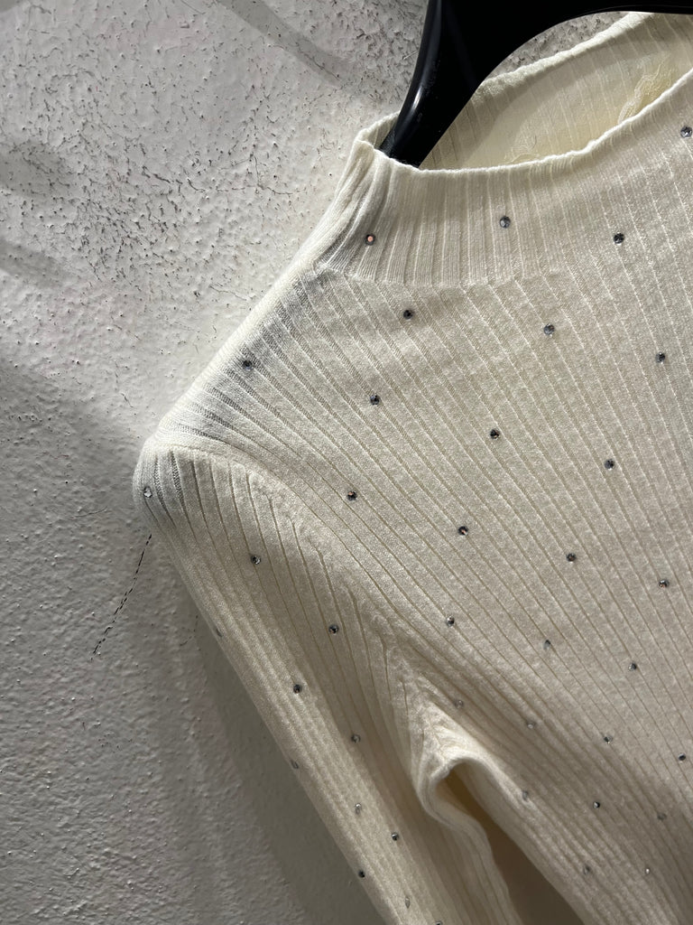 Maglioncino a coste con strass•Più colori