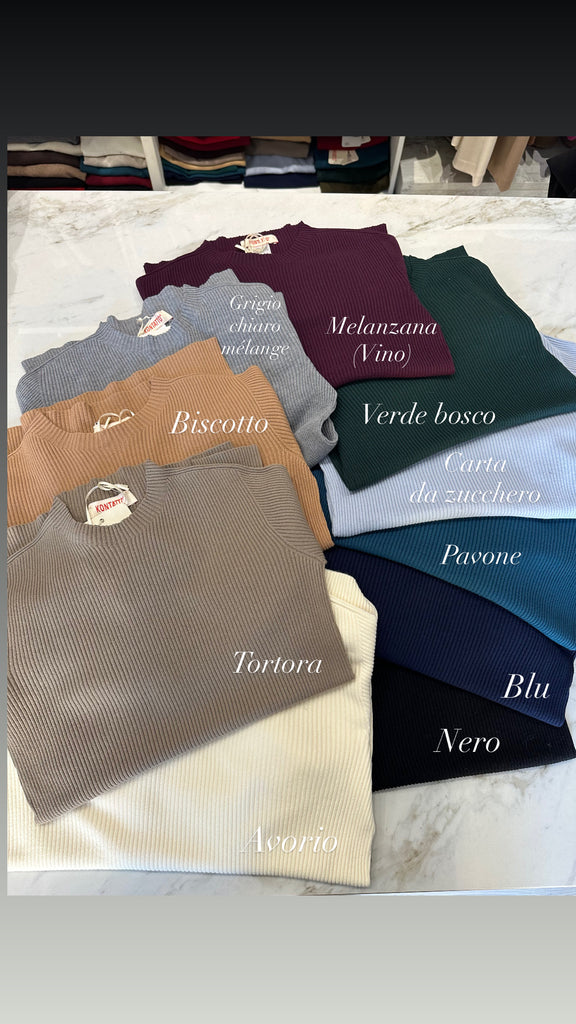 KONTATTO•Maglioncino costine girocollo•Più colori