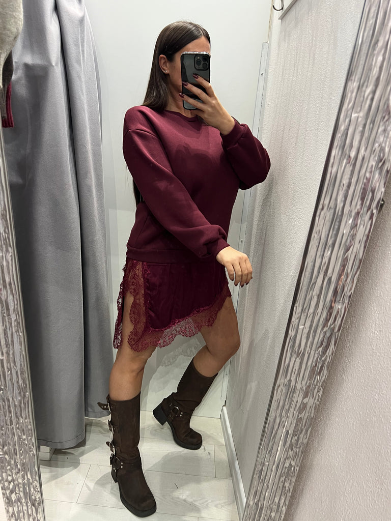 LUMINA•Abitino felpa e finale raso pizzo•Più colori