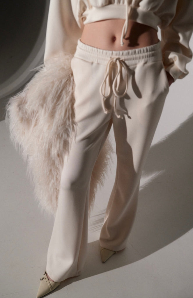LUMINA•Pantalone zampetta burro in felpa con coulisse Arizona