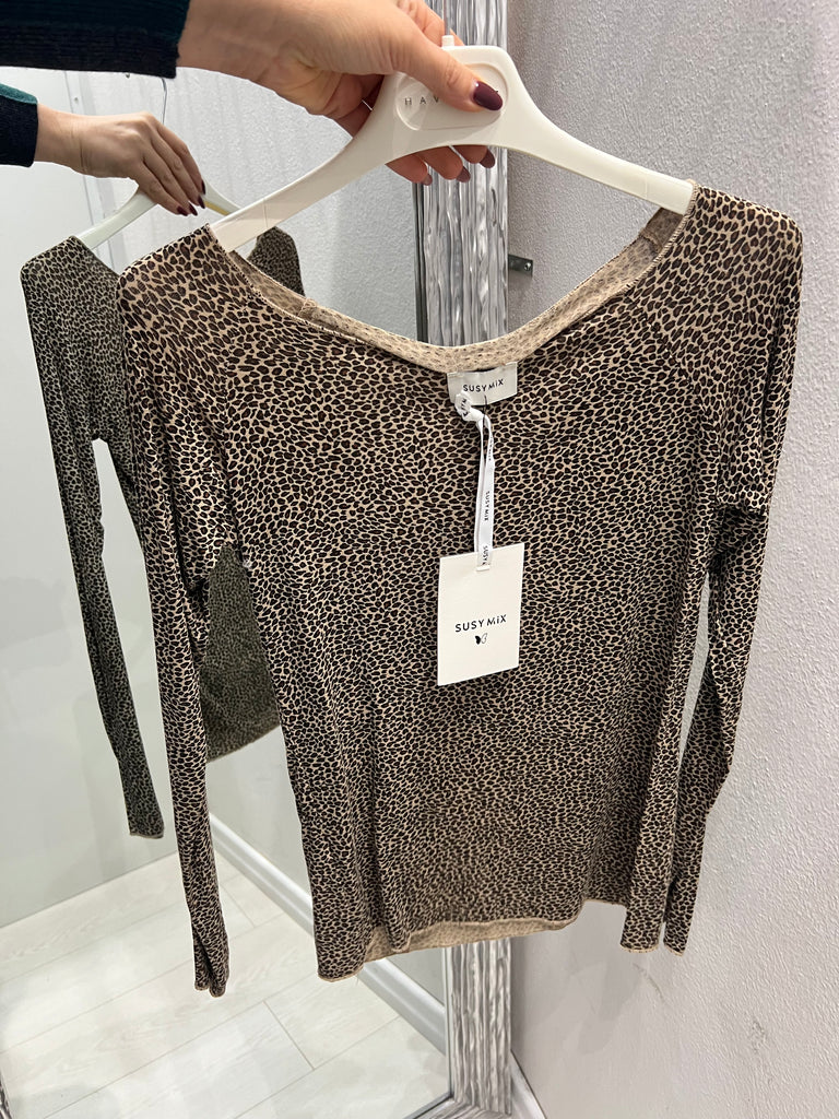 Susy Mix•Maglia scollo barca animalier