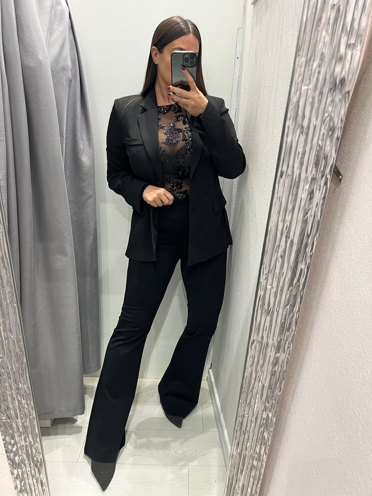 HaveOne•Pantalone leggings nero a zampa punto milano