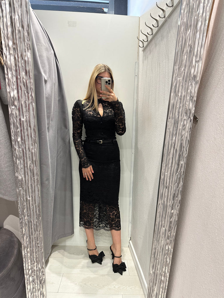 BLK30 IMPERIAL•Gonna longuette pizzo nero