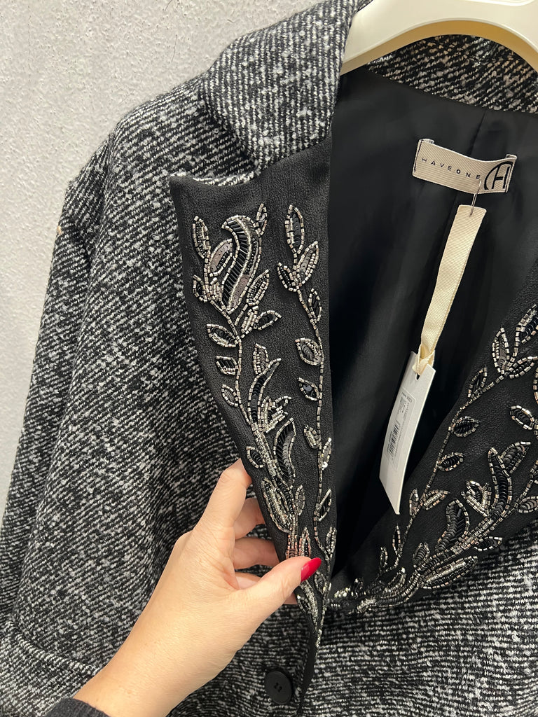 HaveOne•Giacca over revers perline