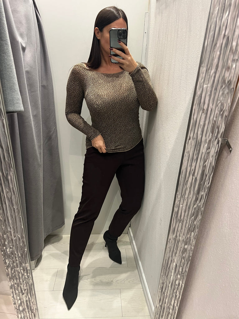 Susy Mix•Maglia scollo barca animalier