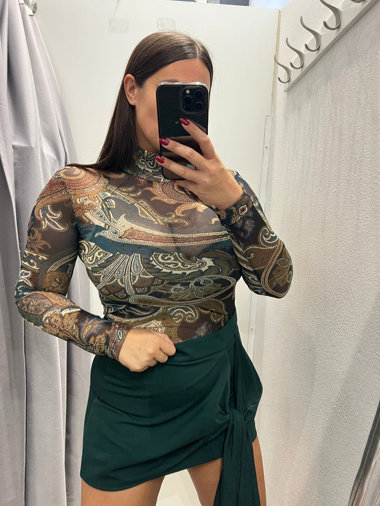 LUMINA•Gonna pantaloncino Verde bottiglia drappo