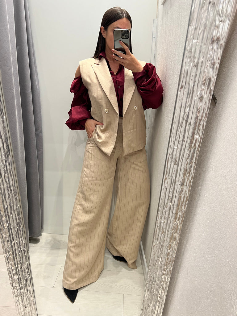 HaveOne•Gilet gessato rosa lurex