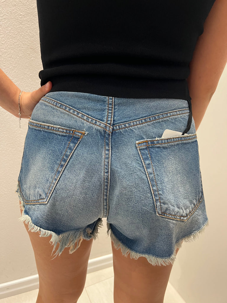 ViCOLO•Shorts in jeans bottoni gioiello