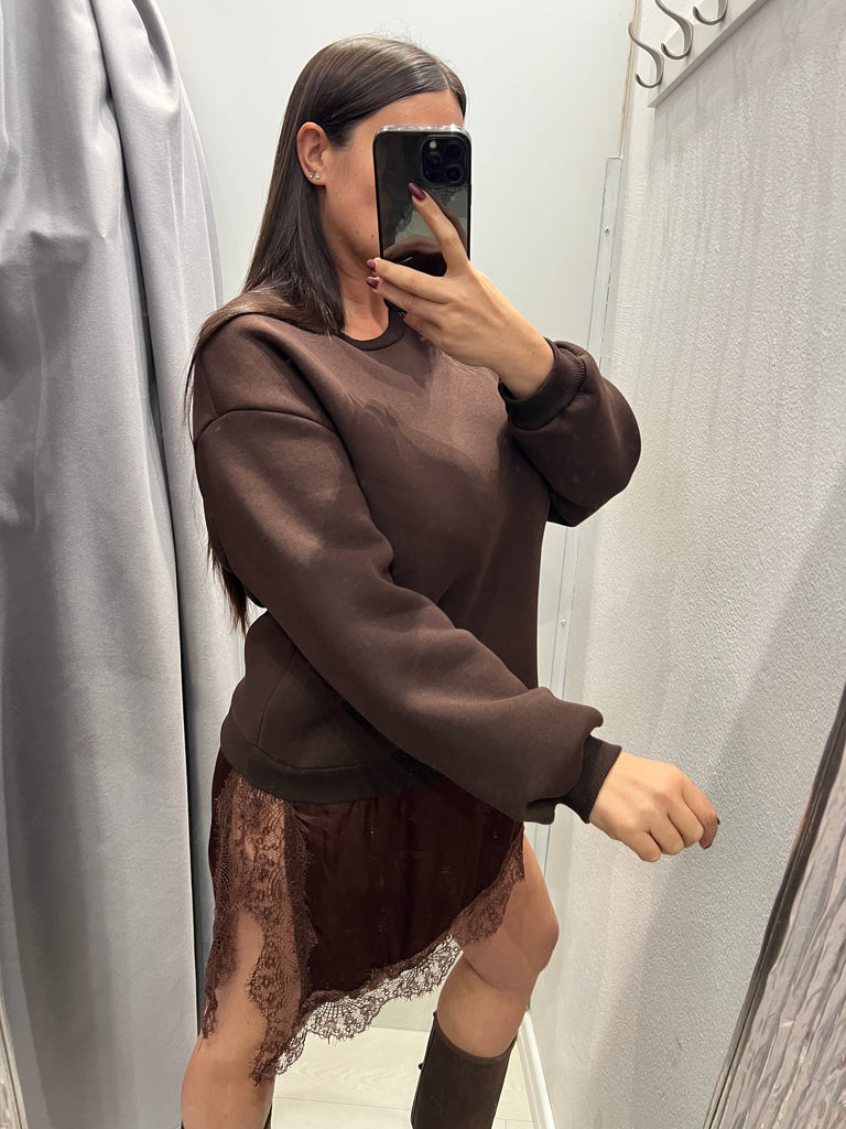 LUMINA•Abitino felpa e finale raso pizzo•Più colori