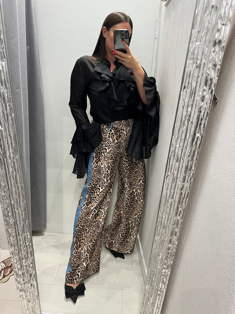 HaveOne•Pantalone maculato banda denim