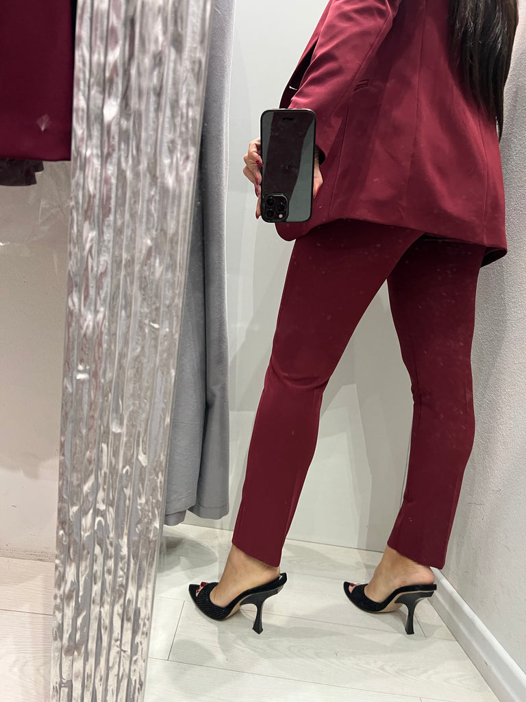 KONTATTO•Pantalone sigaretta cherry red