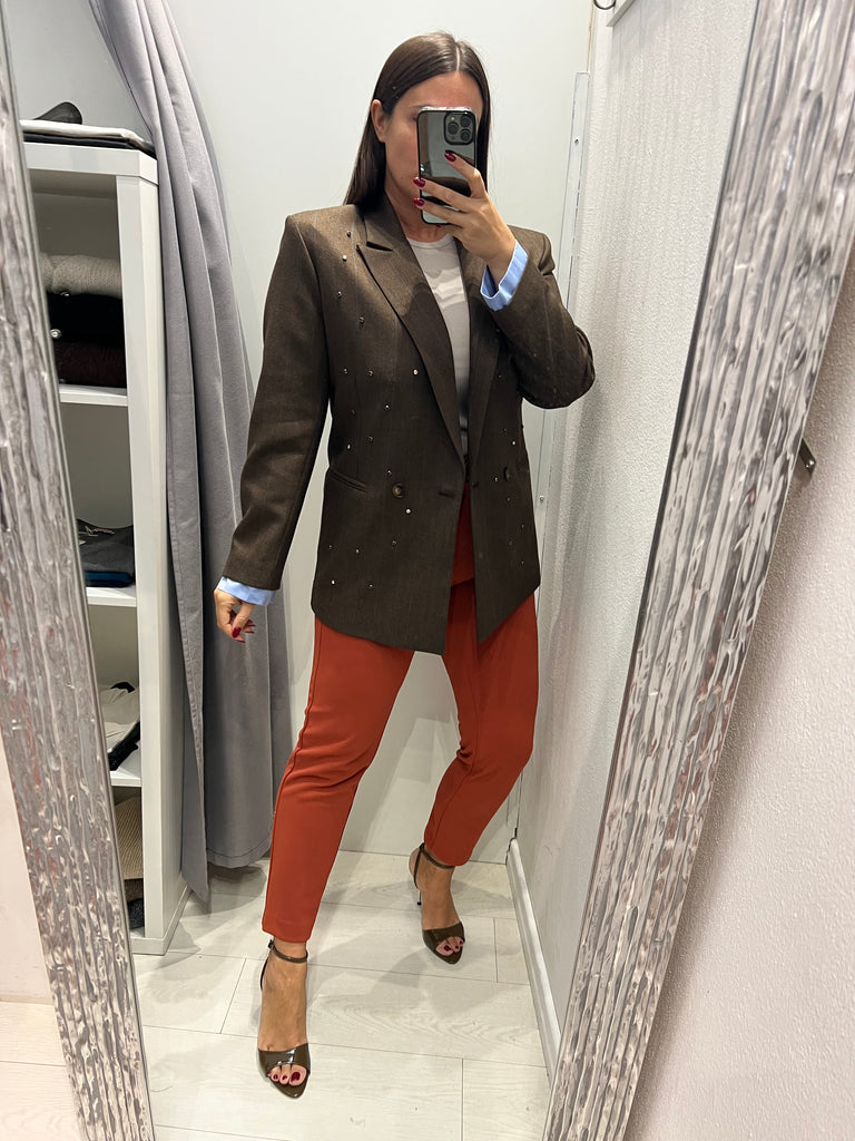 IMPERIAL•Pantalone con fascia in raso in vita•Zucca