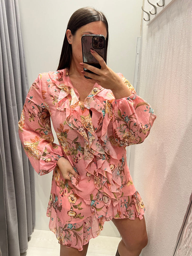 ViCOLO•Camicia volant floreale lyocell
