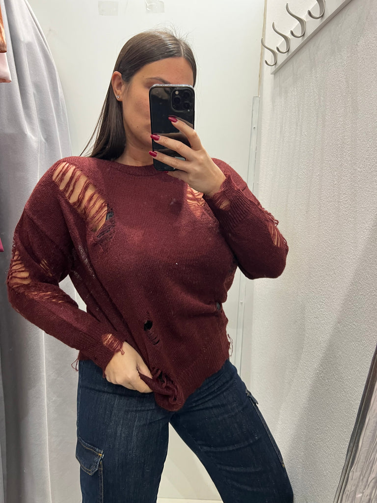 🚨KONTATTO•Maglione lungo con rotture•Più colori