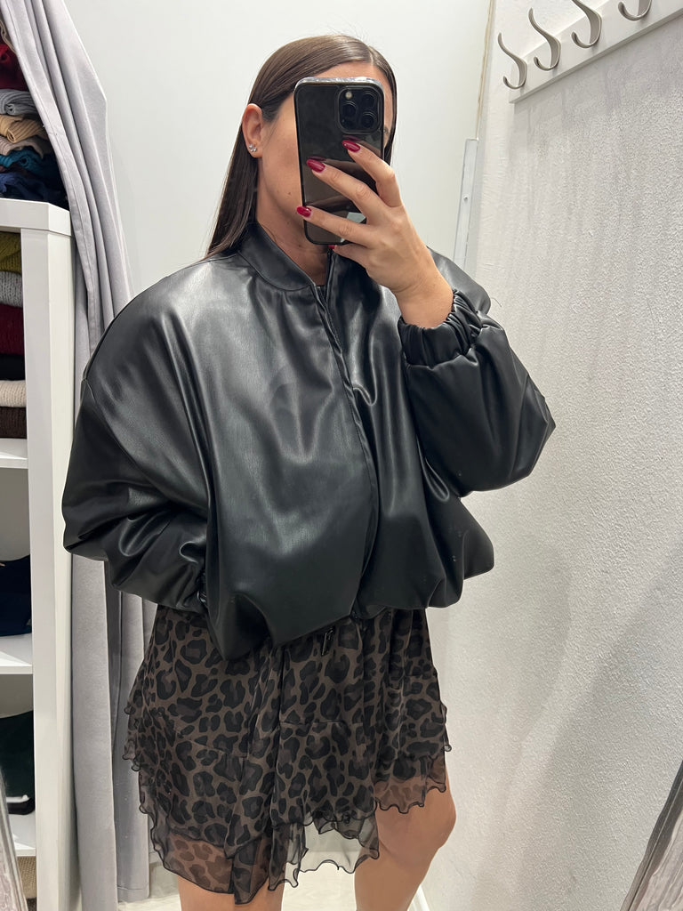 ViCOLO•Bomber in ecopelle nero