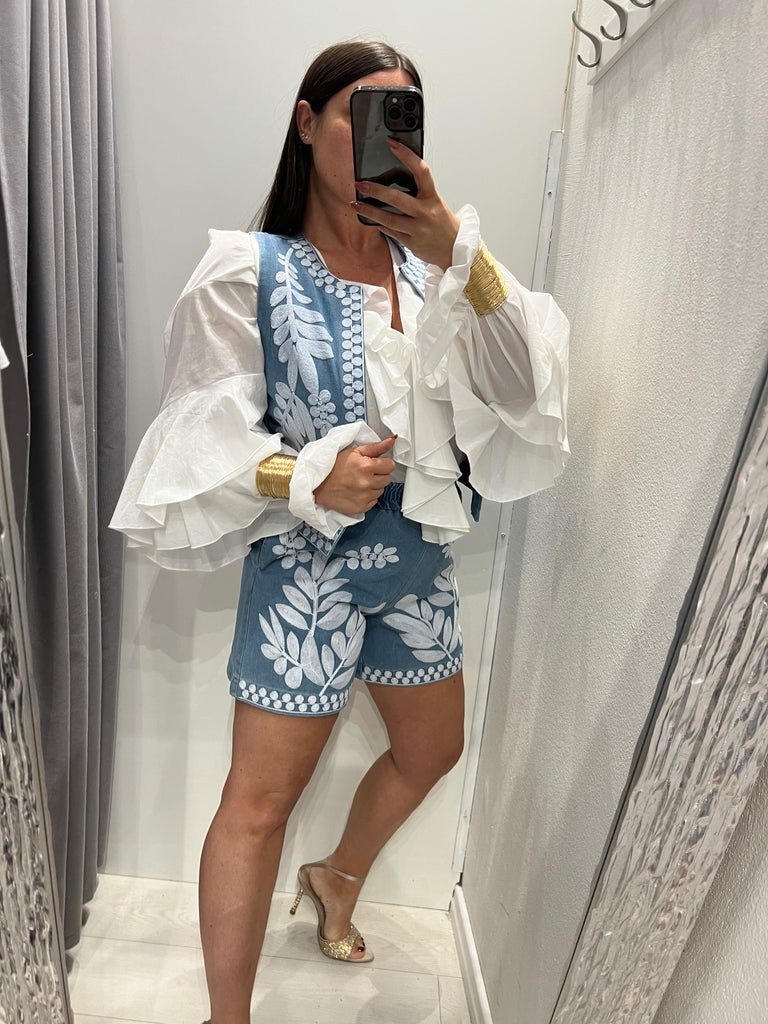 HaveOne•Camicia balze volant•Bianca